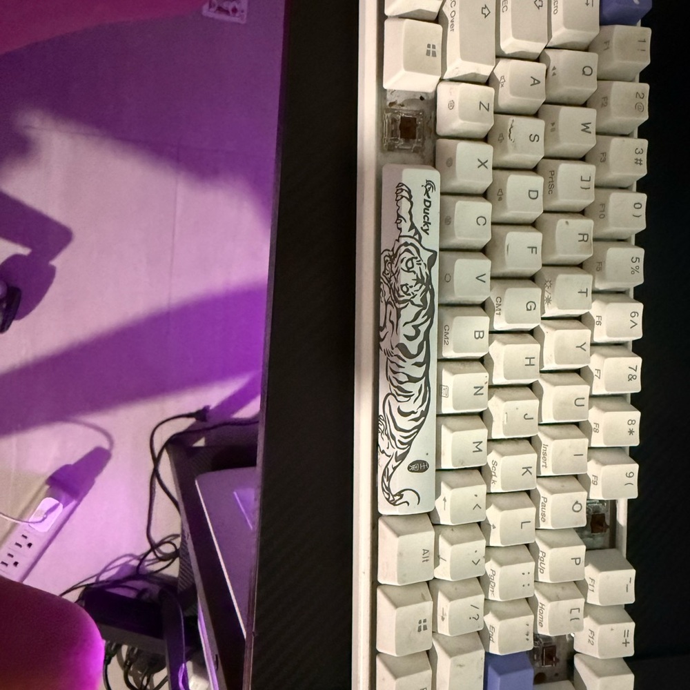 White Keyboard with Tiger Design